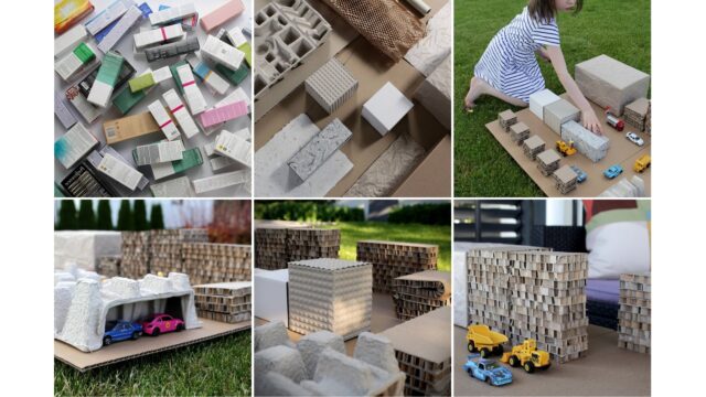 zabawy konstrukcyjne makieta z pudełek - projekt edukacyjny Basińska Galeria Sztuki